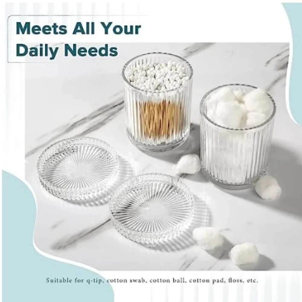4 pc - Ribbed Glass Bathroom Accessory Set  (Clear)